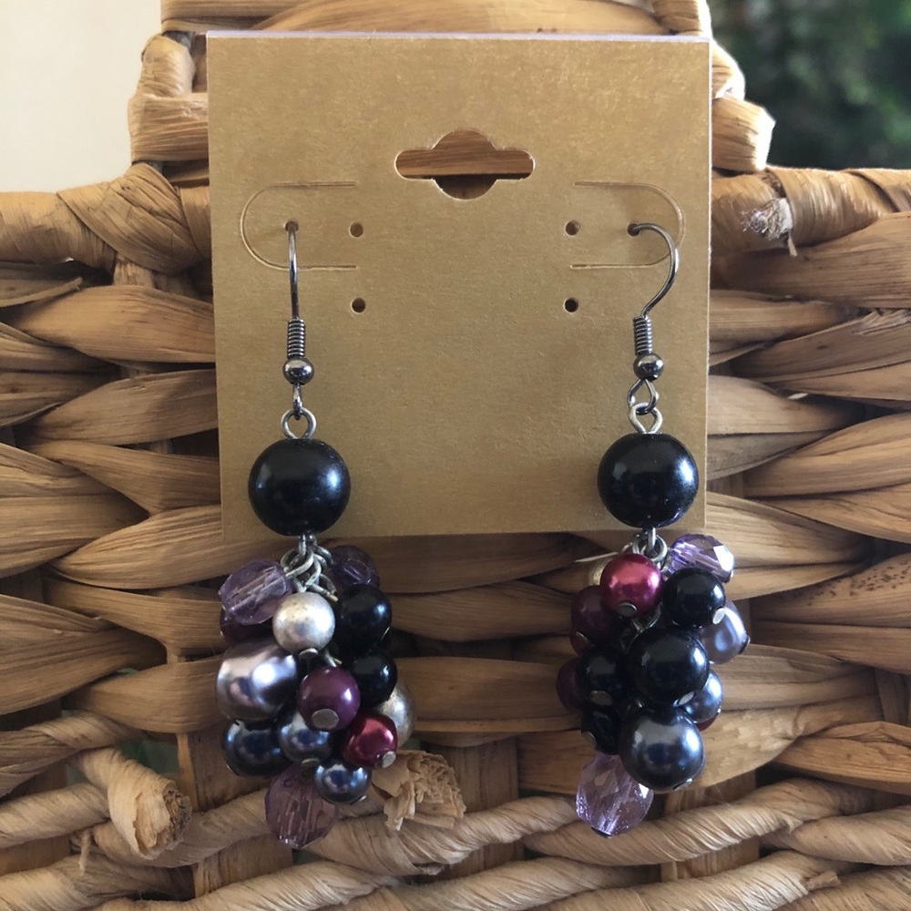 Vintage repurpose bead bauble cluster earrings
